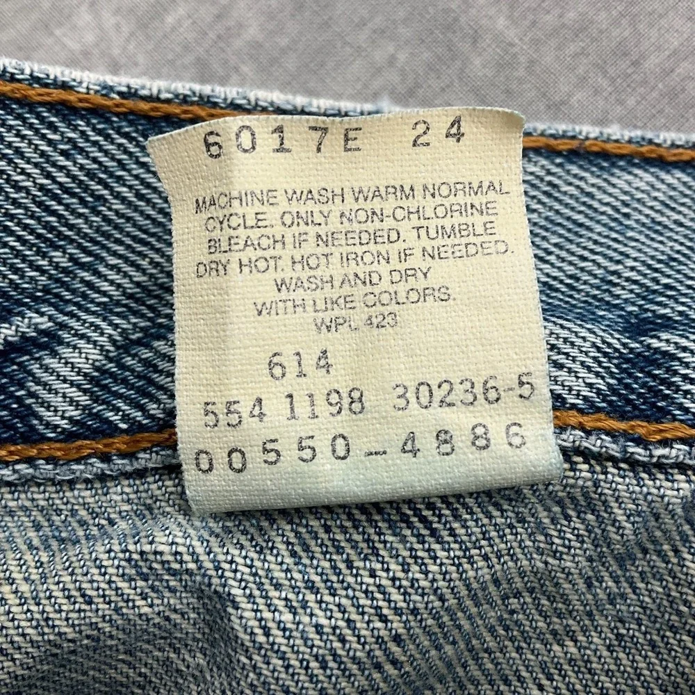 Levis 550 Jeans Men 34W 30L Blue Fade Relaxed Black Bat Wing‎ Flaws VTG USA